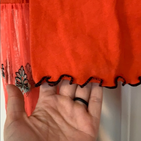 Free People orange embroidered bell sleeve top, M - Picture 4 of 7